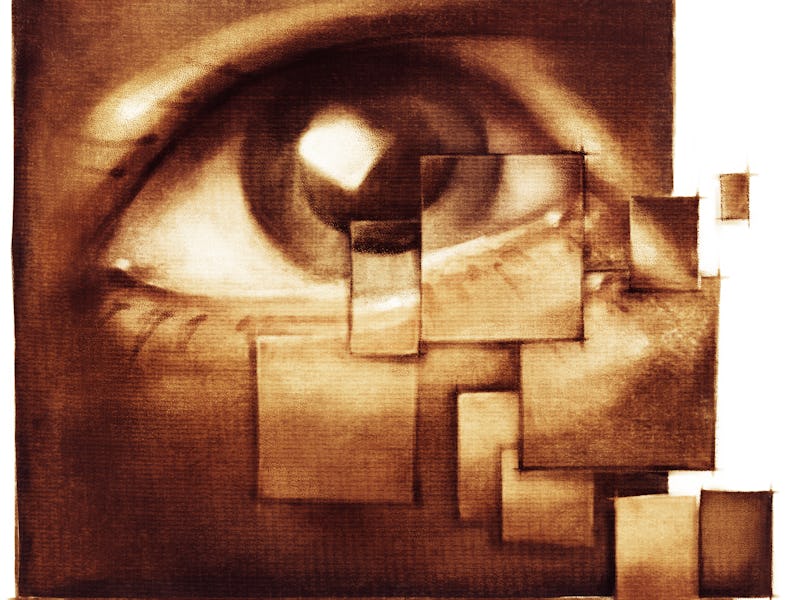 human eye closeup - distraction metaphor - artistic painting