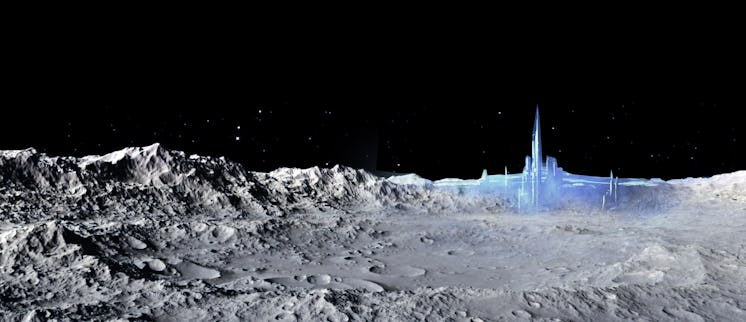 3d illustration of mysterious moon city