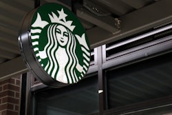 Starbucks logo in Seattle's Capitol Hill neighbourhood which was voted to unionize. The Starbucks st...