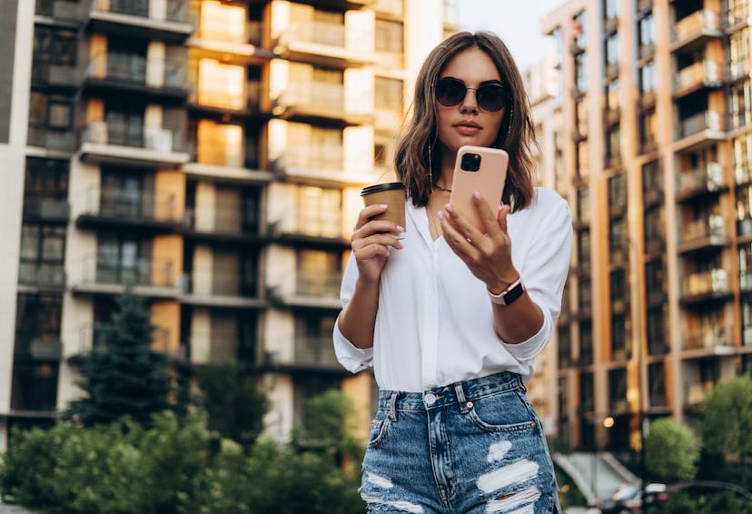 woman on iphone