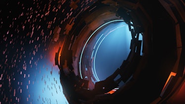 Fantastic space station.Closeup Dyson sphere. Cosmic abstract background 3d render illustration