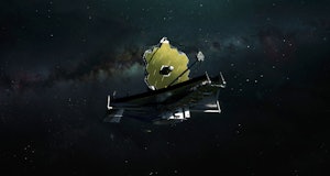 James Webb telescope explores deep space. JWST launch art. Elements of image provided by Nasa