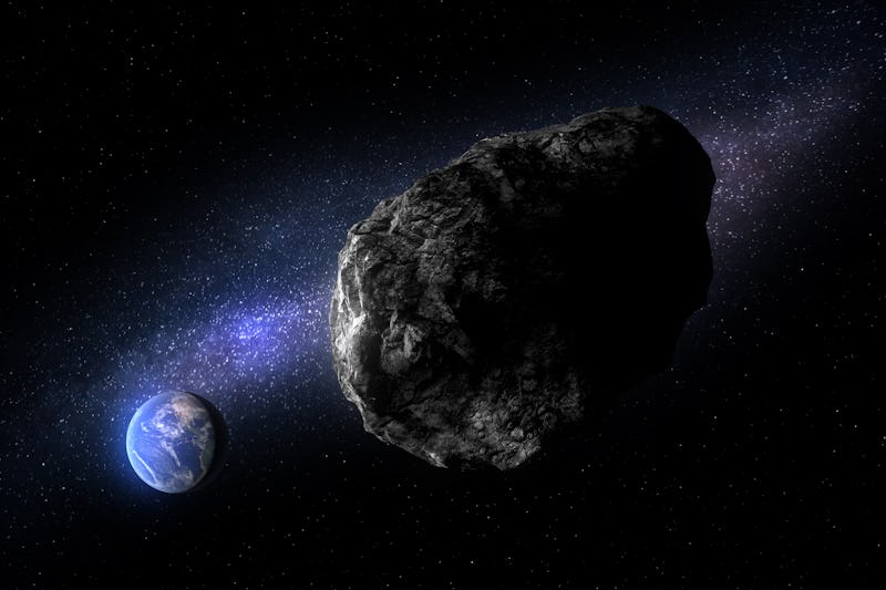 4660 Nereus is a small asteroid with an orbit that frequently comes close to Earth, 3D illustration