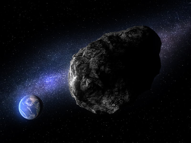 4660 Nereus is a small asteroid with an orbit that frequently comes close to Earth, 3D illustration