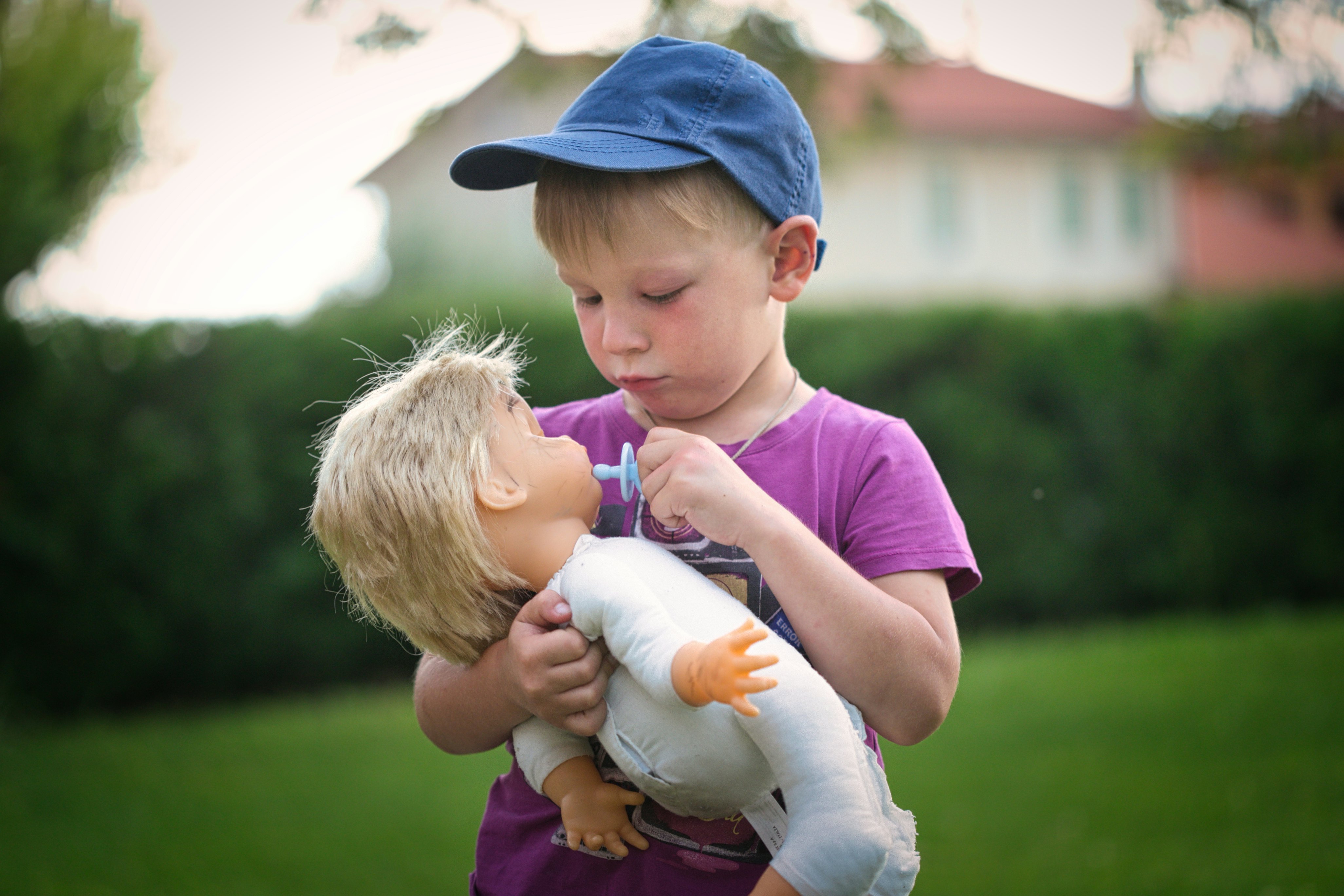 Kids playing cheap with baby dolls