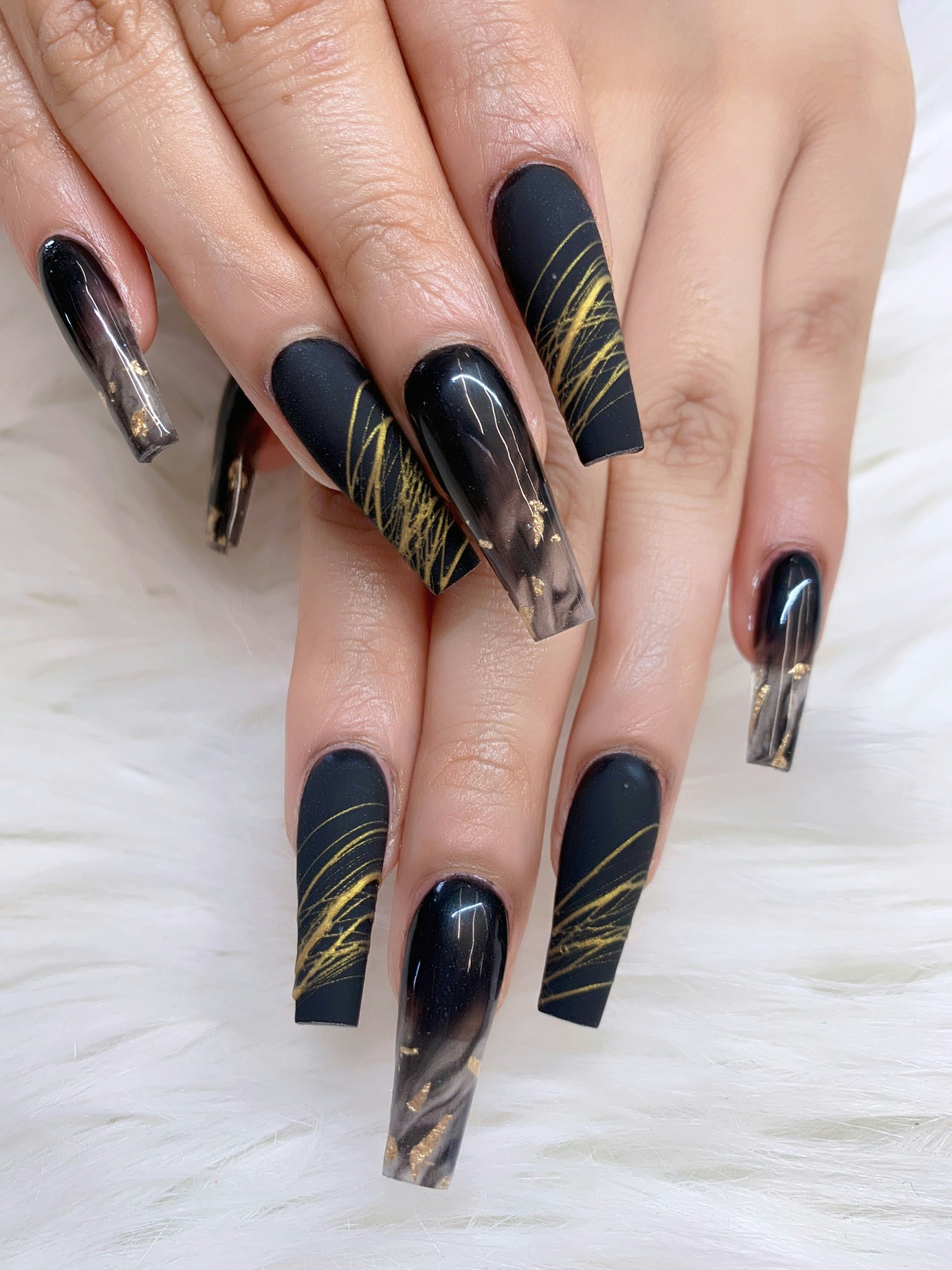 Black and Gold New Years Nails - 2013 Version