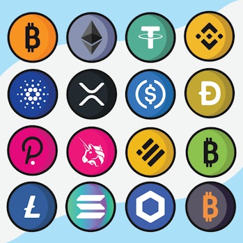 Mga icon para sa mga cryptocurrencies bitcoin litecoin ripple binance coin logo