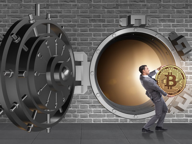 Man stealing bitcoin from bank