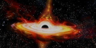 Quasar galaxy with Black Hole in centrum in a deep space. Artist's conception illustration