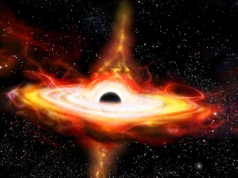 Quasar galaxy with Black Hole in centrum in a deep space. Artist's conception illustration