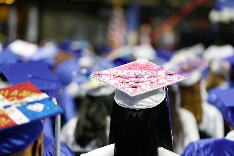 Graduates at a graduation in NJ use song lyrics for senior quotes from songs as well as graduation s...