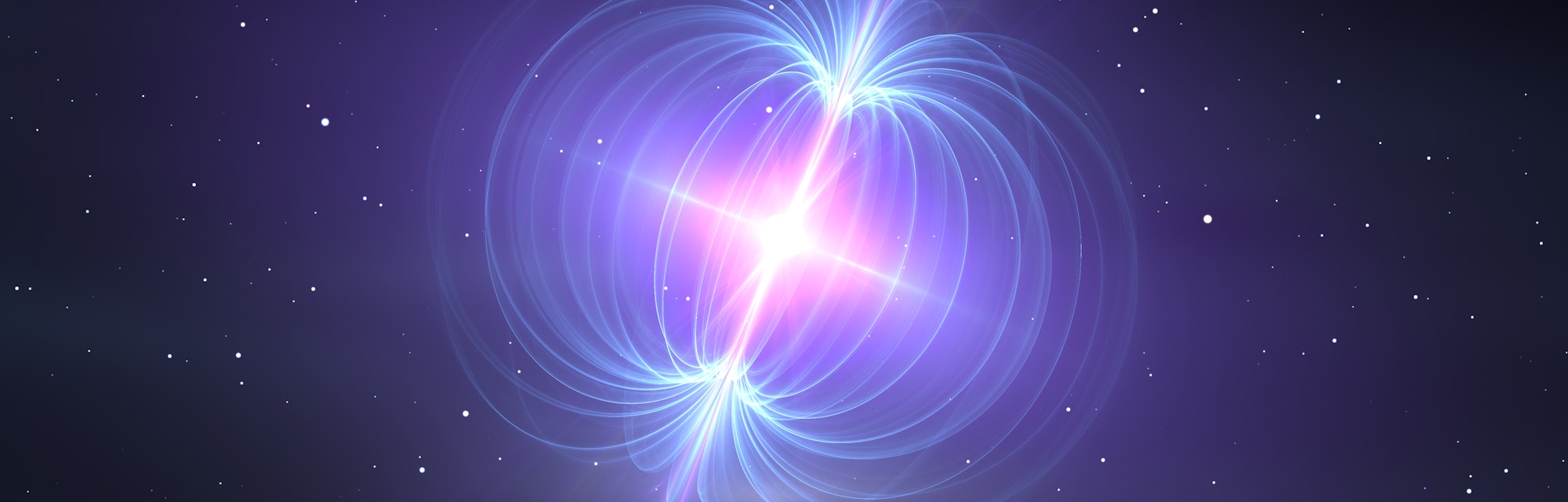 Magnetar - neutron star with an extremely powerful magnetic field. 3d rendering
