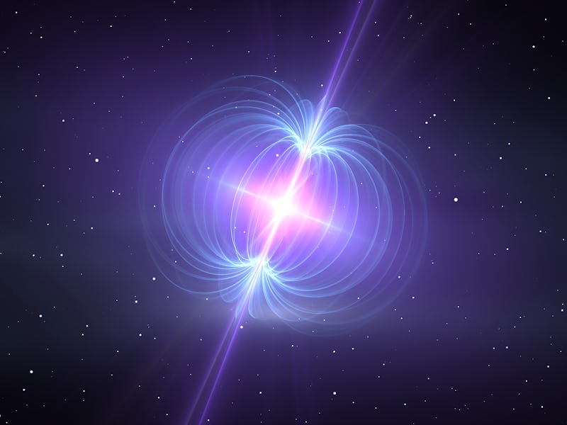 Magnetar - neutron star with an extremely powerful magnetic field. 3d rendering