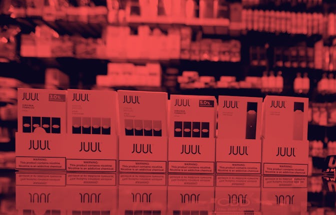 Packages of Juul electronic cigarettes are seen on display at Urge, a smoke shop in Hoboken, N.J., ....