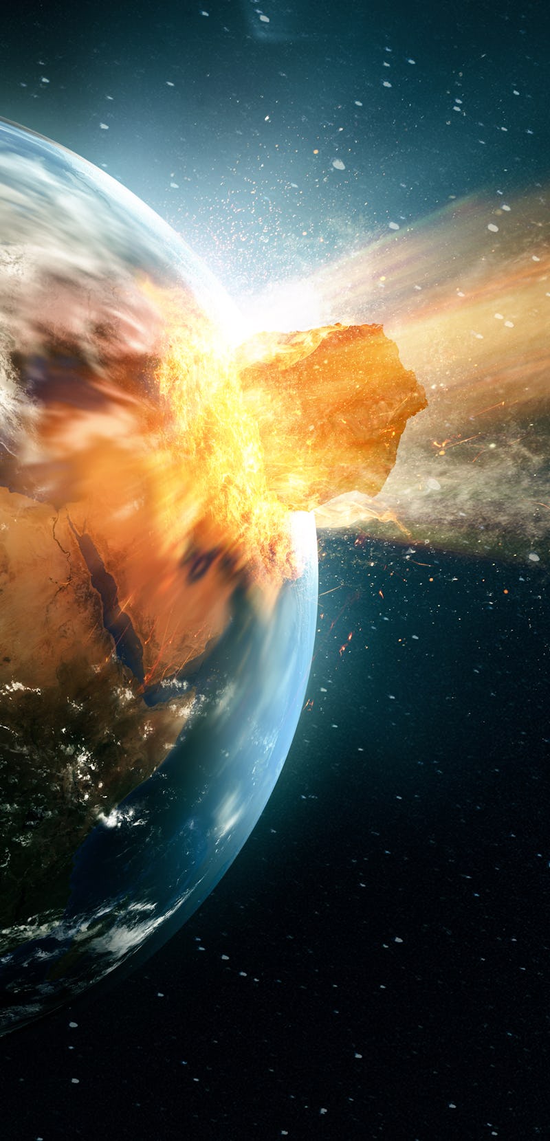 Asteroid hits earth (3D Rendering)