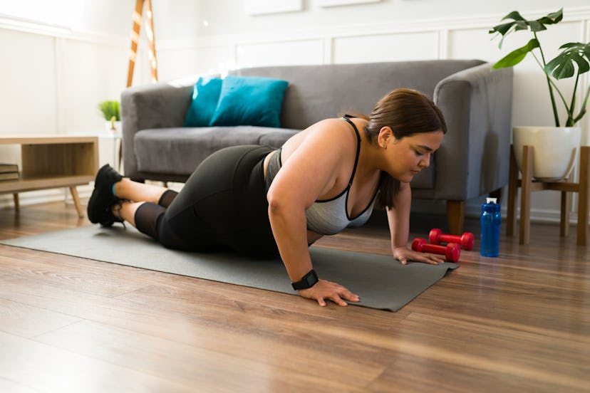 To add some plyo to your push-up, add in a quick hand clap.