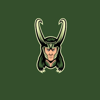 green horned man mascot logo. longhair loki