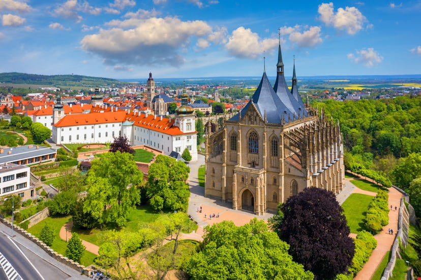 View of Kutna Hora with Saint Barbara's Church that is a UNESCO world heritage site, Czech Republic....
