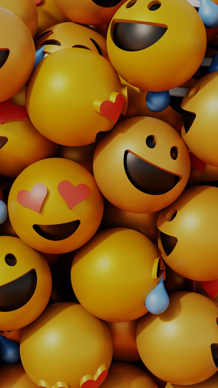 Infinite emoticons 3d rendering background, social media and communications concept
