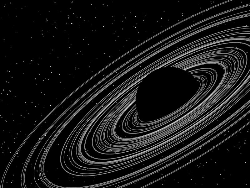 Black Spiral Black Planet with Rings. Black Hole Background. Universe and Starry Concept. Minimal Ar...