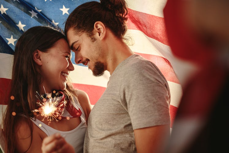 A boyfriend and girlfriend use couple puns for their 4th of July captions on Instagram.