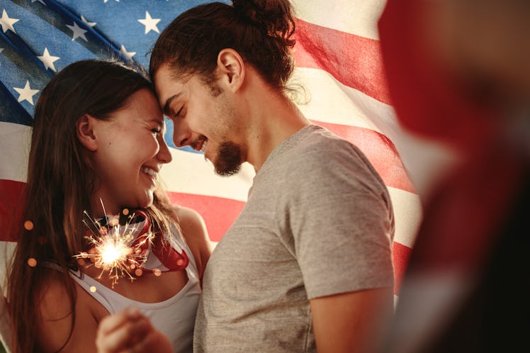 A boyfriend and girlfriend use couple puns for their 4th of July captions on Instagram.