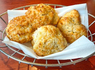 A Basket of Cheddar Biscuits in a Sea Food Restaurant