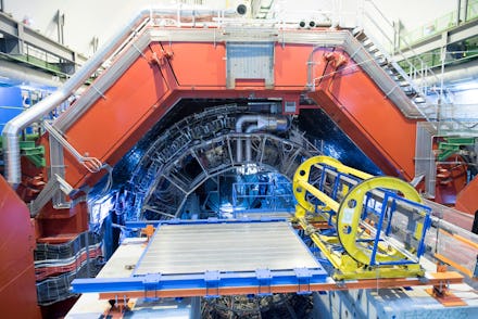 The ALICE (A Large Ion Collider Experiment) detector built around the Large Hadron Collider (LHC), i...