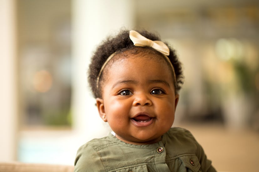 A happy Black baby girl. Jamila is among the many girl names that start with J that come from Arabic...