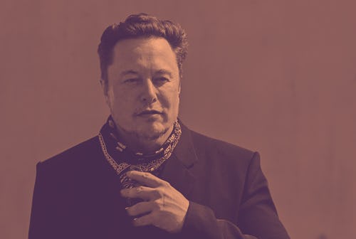 Elon Musk, Tesla CEO, is on the premises of Tesla Gigafactory at a press meeting. On the same day, C...