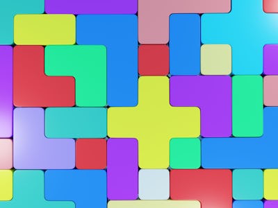 Colored wallpaper. Children's geometric wallpaper. Multi-colored cubes are located nearby. Tetris cu...