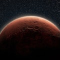 Amazing red planet Mars in deep stellar space. Journey to Mars Concept 