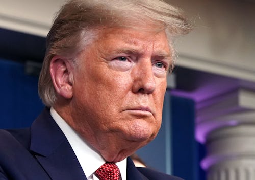 United States President Donald Trump delivers remarks on the COVID-19 (Coronavirus) pandemic, during...