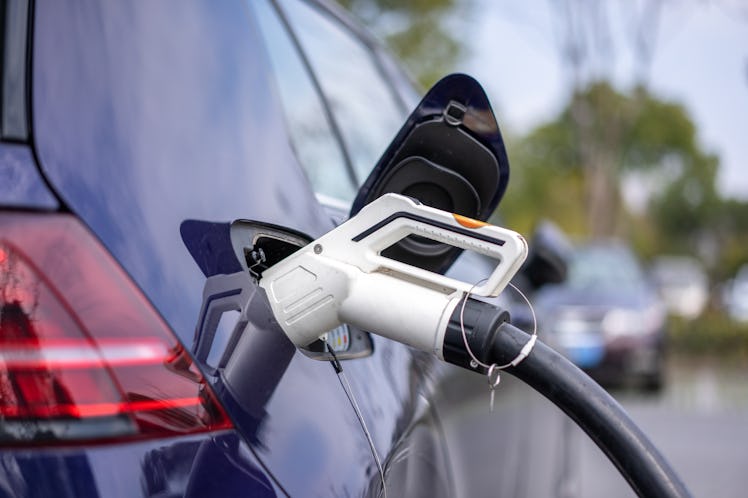 electric car charging in power station