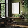 Mockup frame in home office interior background, mid-century modern style in loft, 3d render