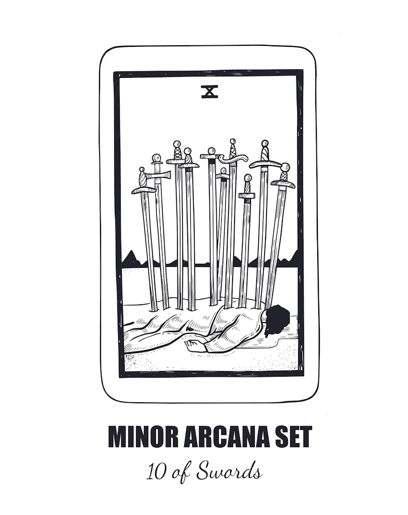 10 of Swords tarot card can mean cheating in a relationship