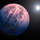 Distant exoplanet, in dark space. Elements of this image furnished by NASA. High quality photo
