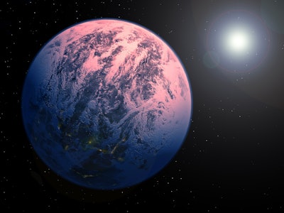 Distant exoplanet, in dark space. Elements of this image furnished by NASA. High quality photo