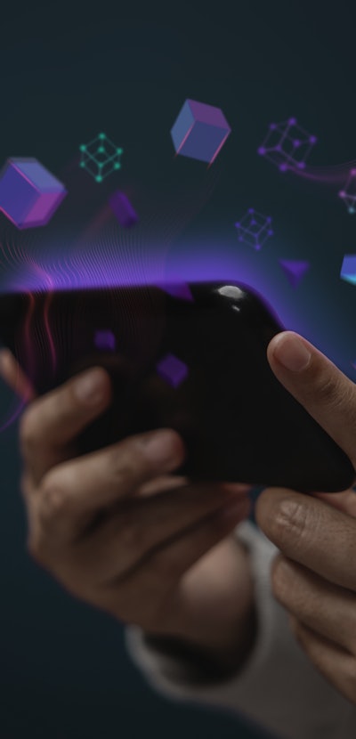 Metaverse, Web3 and Blockchain Technology Concepts. Closeup of Hand Using Smartphone for Connect a C...