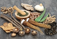 Adaptogen food selection with herbs and spices. Used in herbal medicine to help the body resist the ...
