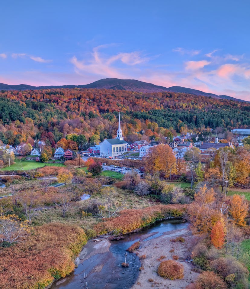 A view of Stowe, Vermont, which is one of the most popular fall travel destinations 2022.