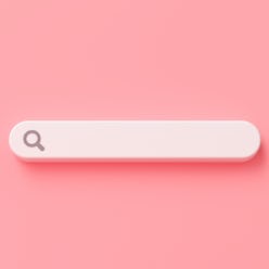minimal blank search bar on pink background. web search concept. 3d rendering