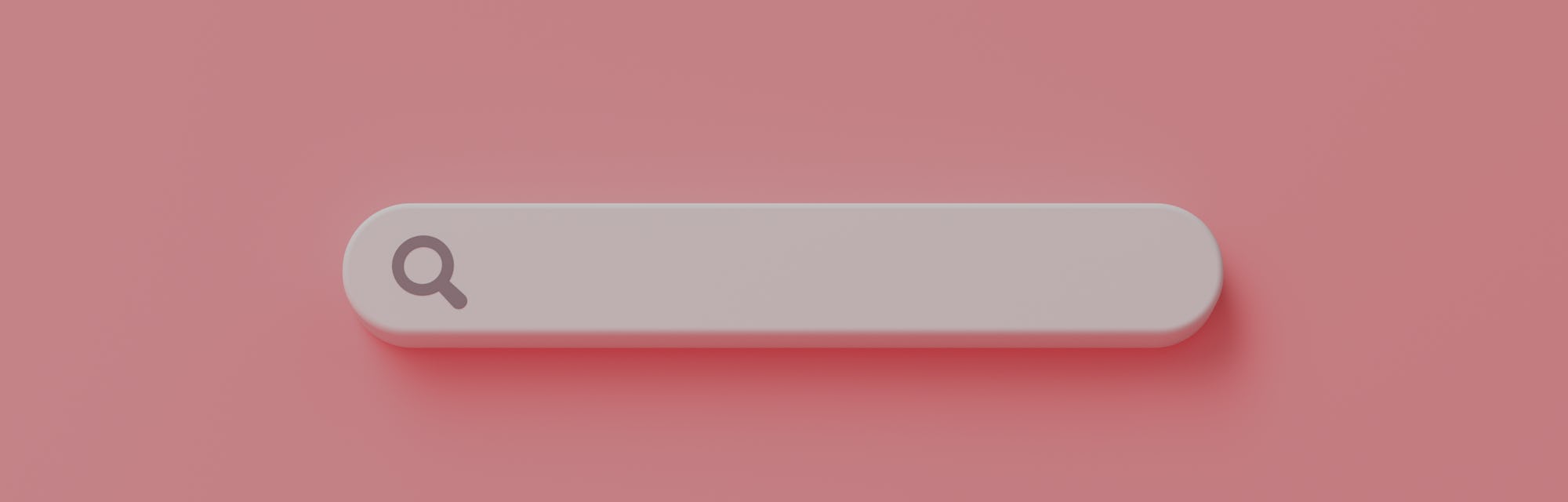 minimal blank search bar on pink background. web search concept. 3d rendering