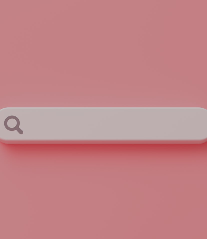 minimal blank search bar on pink background. web search concept. 3d rendering
