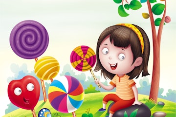 3d illustration of the famous kids english nursery rhymes Lollypop with background, Kids learning sc...