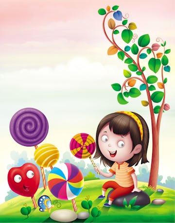 3d illustration of the famous kids english nursery rhymes Lollypop with background, Kids learning sc...