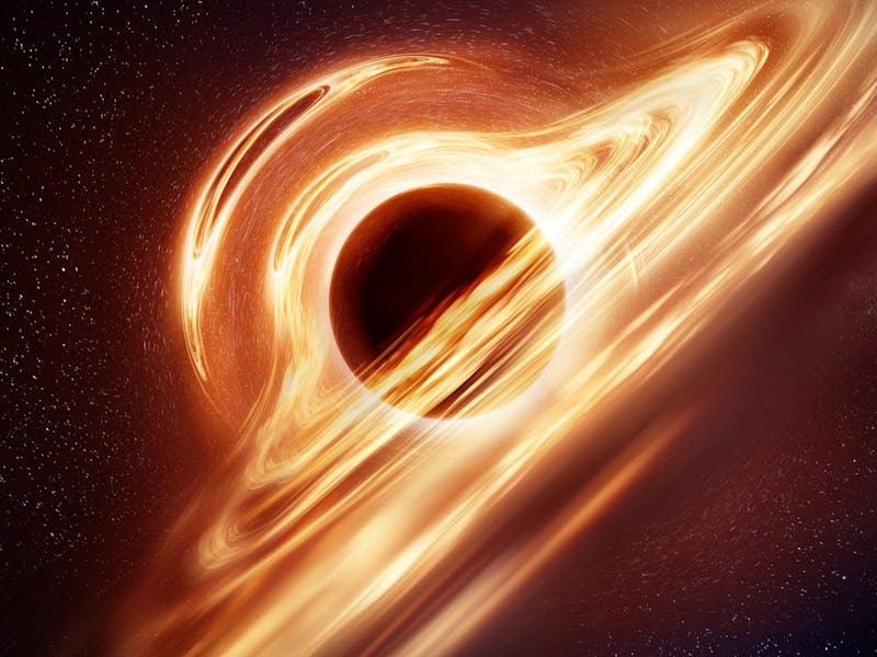 An illustration of what a black hole with an accretion disk may look like based on modern understand...