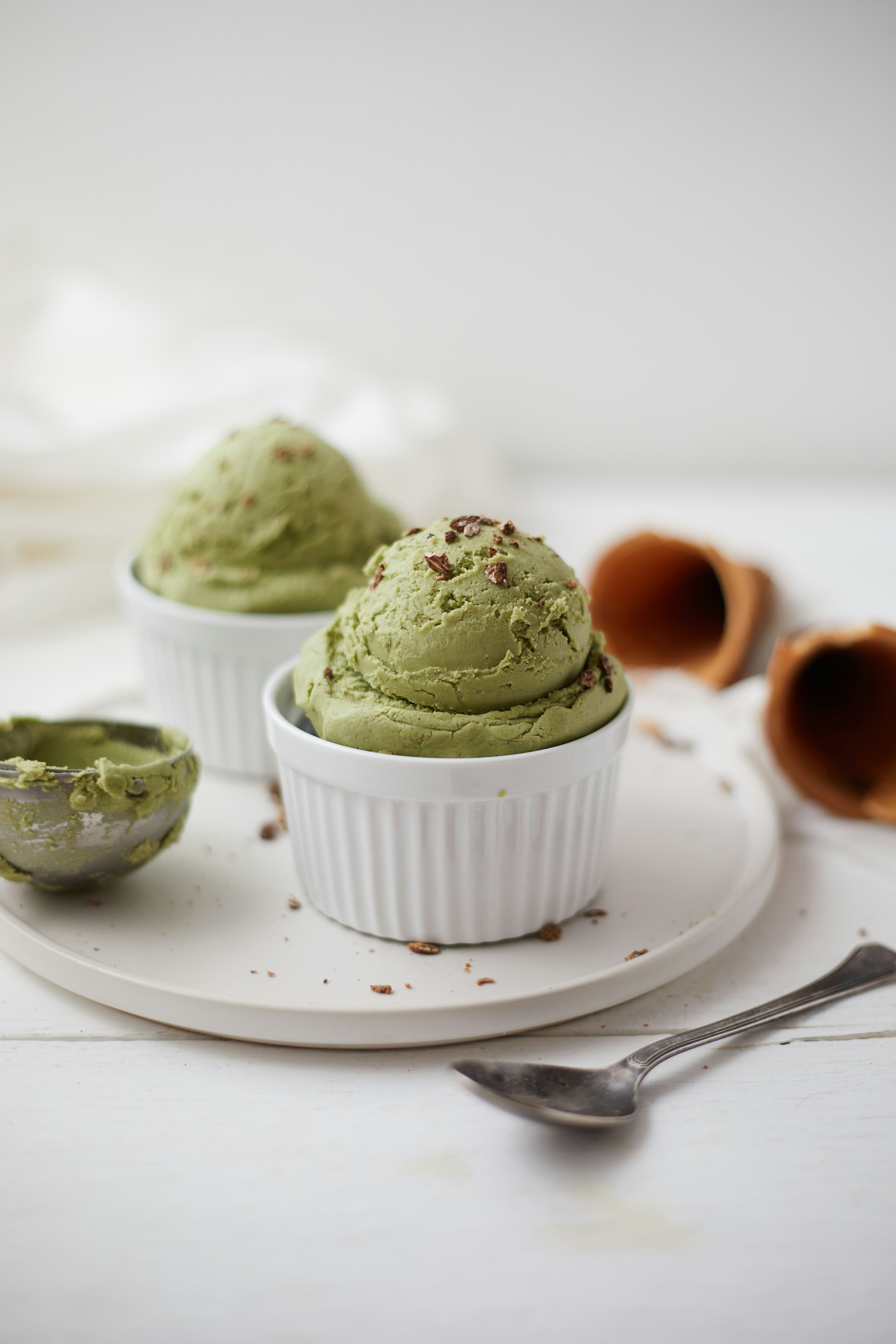 Homemade Green tea matcha ice cream. 