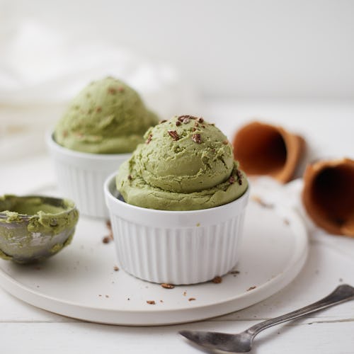 Homemade Green tea matcha ice cream. 