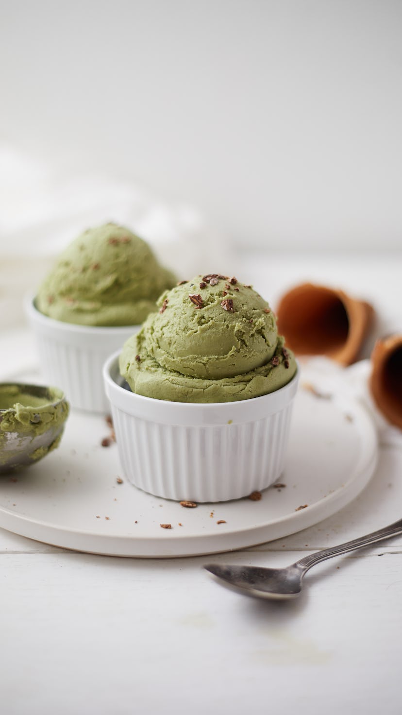 Homemade Green tea matcha ice cream.